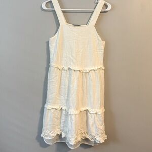 Dex Ruffled Cream Colored Linen lined Dress Sz S